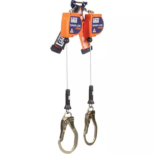 3M™ DBI-SALA® Nano-Lok™ Edge Twin-Leg Self Retracting Lifeline, 3500234, cable, quick connect, 8 ft (2.4 m)