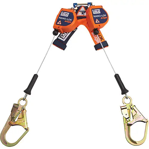 Nano-Lok Edge Twin-Leg Self Retracting Lifeline, 3500253, cable, quick connect, 8 ft (2.4 m) web