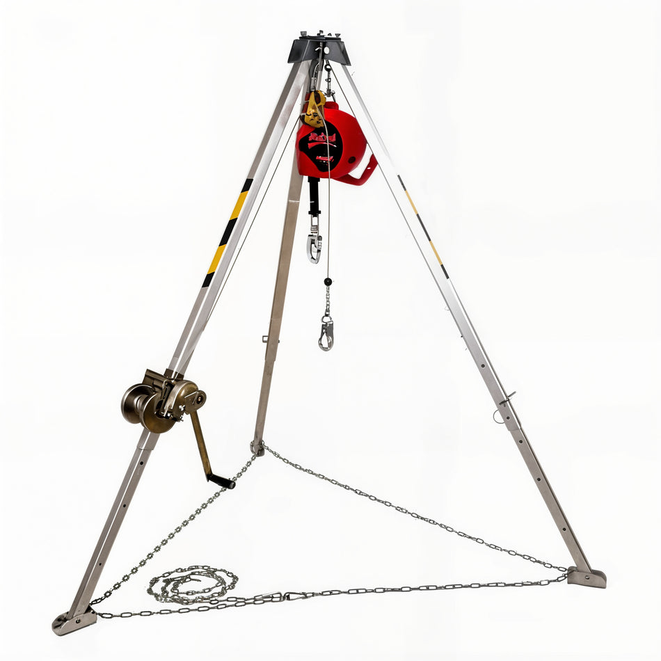 Confined Space Aluminum Tripod with Winch and SRL 8308058, 1.5 - 2.1 m (5-7 ft.), 15.2 m (50 ft.) Galvanized Cable