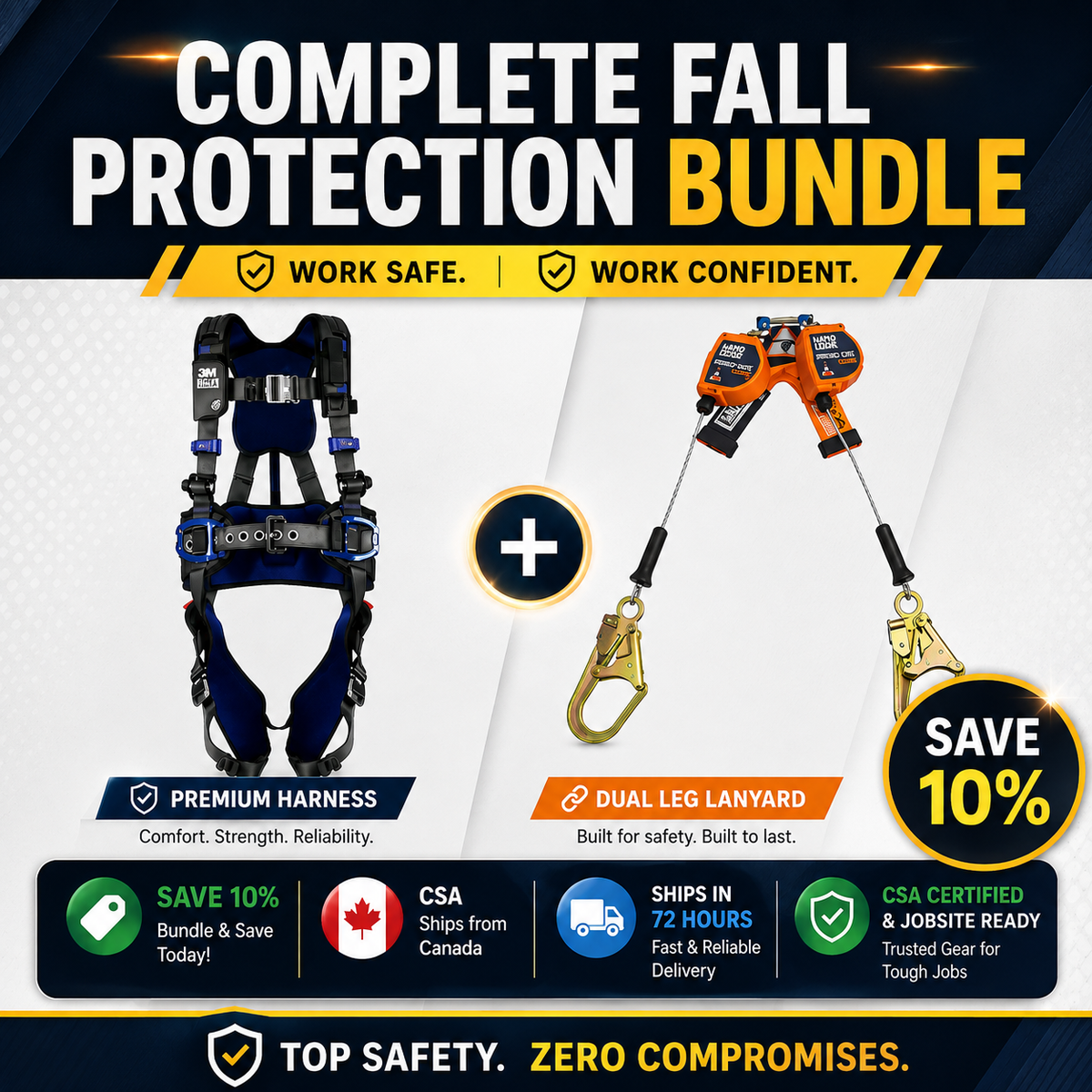 ExoFit X300 Weight Distribution Harness + Self-Retractable Lifeline Safety Bundle