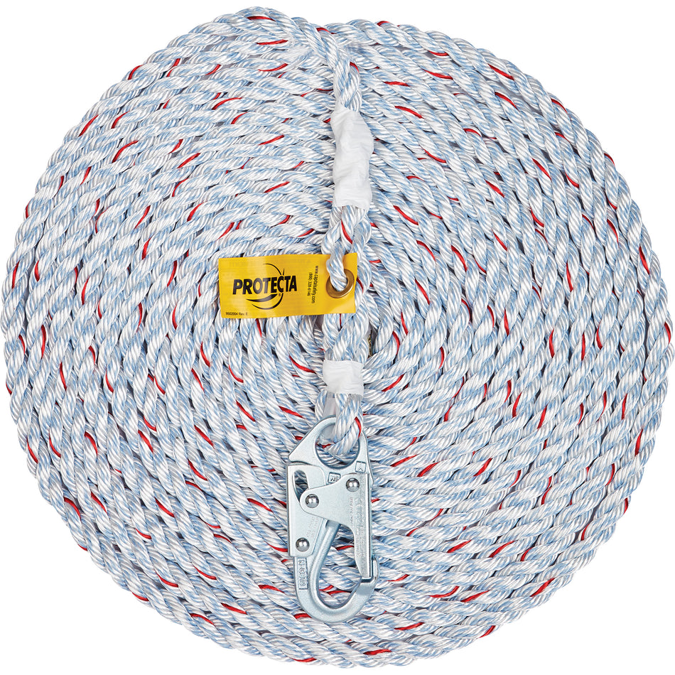 Rope Lifeline with Snap Hook SSR100 25-100 ', 5/8 in Polypropylene and Polyethylene Blend, Blue